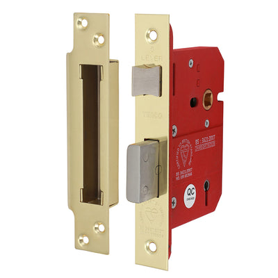 78mm Case 57mm Backset 5 Lever BS 3621 CE Sashlock | Electro Brass Finish