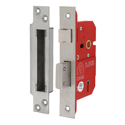 BS 3621 5 Lever CE Sashlock | Stainless Steel Satin | Insurance Approved Mortice Lock