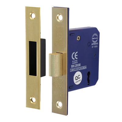 120 x 22mm 3 Lever Deadlock 65mm Case / 45mm Backset – Electro Brass Mortice Lock for Internal & Commercial Wooden Doors (BOX OF 1)