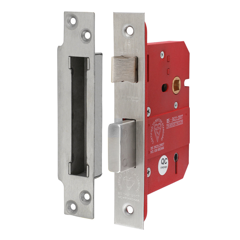 BS 3621 5 Lever CE Sashlock | Stainless Steel Satin | Insurance Approved Mortice Lock