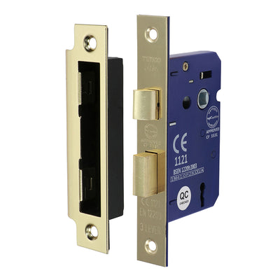 152 x 22mm 3 Lever Sashlock 65mm Case / 45mm Backset– Electro Brass Mortice Door Lock for Internal & Commercial Wooden Doors (BOX OF 1)