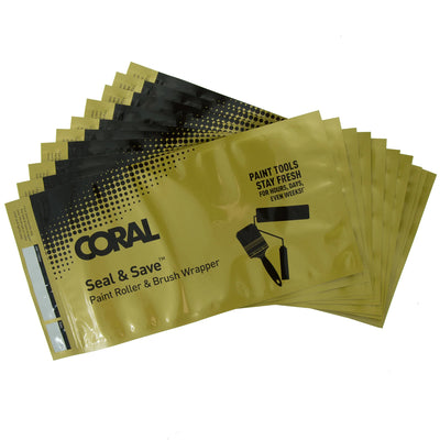 Coral Seal & Save wet storage wrappers for paint brushes and roller covers, 10 piece pack.