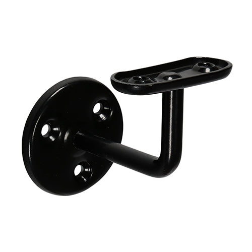 63mm Steel Handrail Bracket – Epoxy Black Wall Mount for Timber Stair Rails, Balustrades & Indoor Handrail Installations (PACK OF 1)