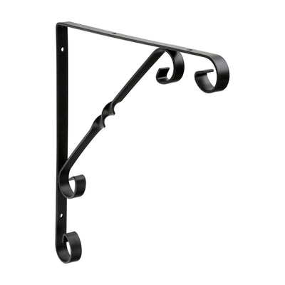 10x10" Scroll Bracket | Black Decorative Shelf Support Wrought Iron Look Heavy Duty