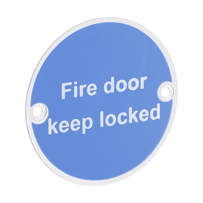 76mm Fire Door Keep Locked Sign | Satin Anodised Aluminium Fire Safety Notice | Security Sign