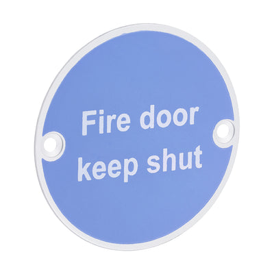 76mm Fire Door Keep Shut Sign | Satin Anodised Aluminium Fire Safety Notice | Legal Requirement