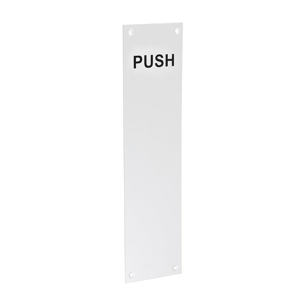 305mm x 76mm Finger Plate PUSH | Satin Anodised Aluminium Door Protection | Engraved Signage