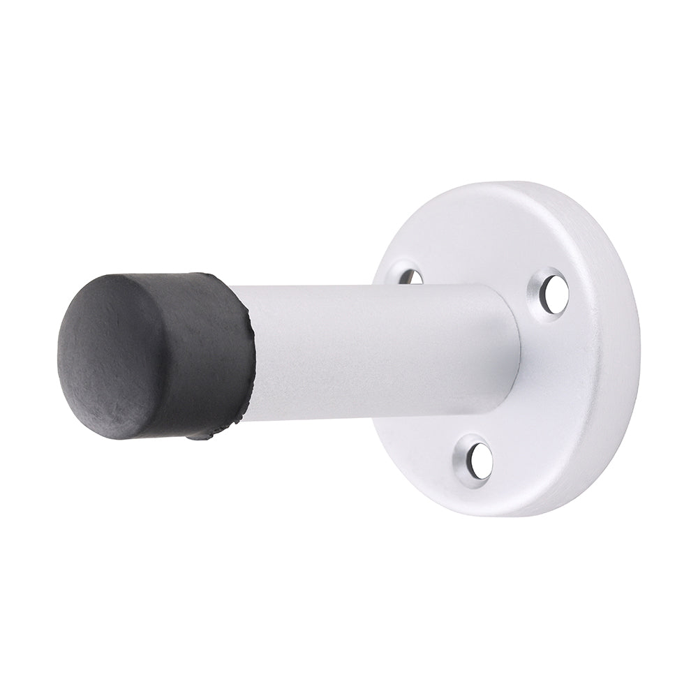 70mm Projection Door Stop | Satin Anodised Aluminium Wall or Skirting Mount | Rubber Buffer
