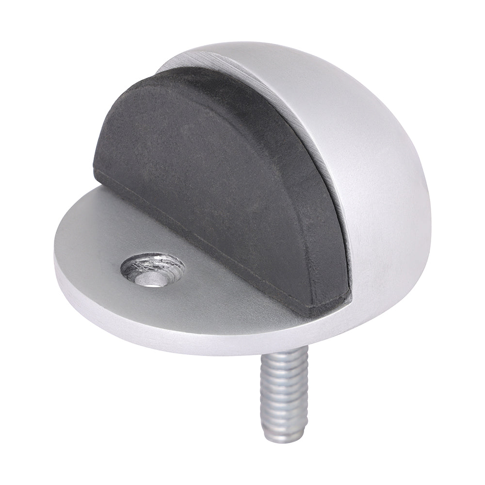 50mm Oval Door Stop | Satin Anodised Aluminium Floor Mounted Buffer | Concealed Fixing