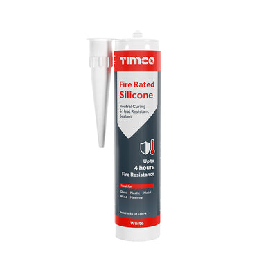 300ml Fire Rated Silicone Sealant | White Neutral Cure Up to 4 Hour Fire Resistance | 25% Elasticity, Interior & Exterior