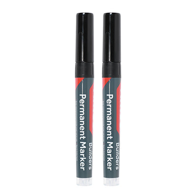 (PACK OF 2) Builders Permanent Markers – Chisel & Fine Tip Black – Quick Drying, UV & Water Resistant