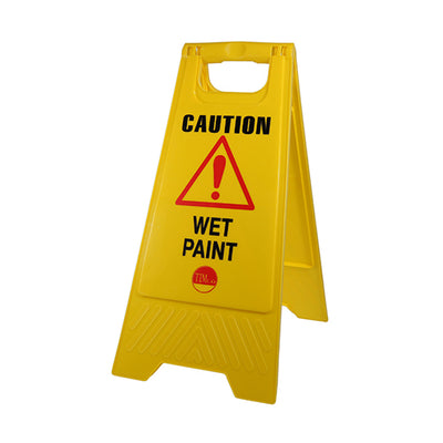 610 x 300 x 30mm A-Frame Safety Sign – Caution Wet Paint – Foldable Double-Sided Yellow Warning Board for Cleaning, Maintenance & Painting Areas (BAG OF 1)