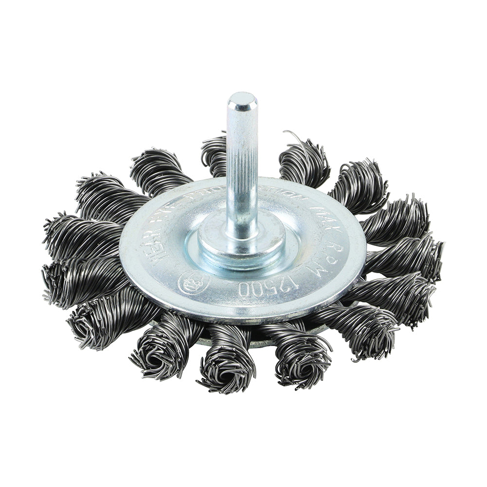 75mm Drill Wheel Brush – Twisted Knot Steel Wire, Wire Brush for Rust, Paint & Weld Cleaning - Pack of 1 (75SWT)