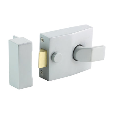 94mm Case 60mm Backset Nightlatch | Silver Finish Rim Lock | 16mm Bolt Throw
