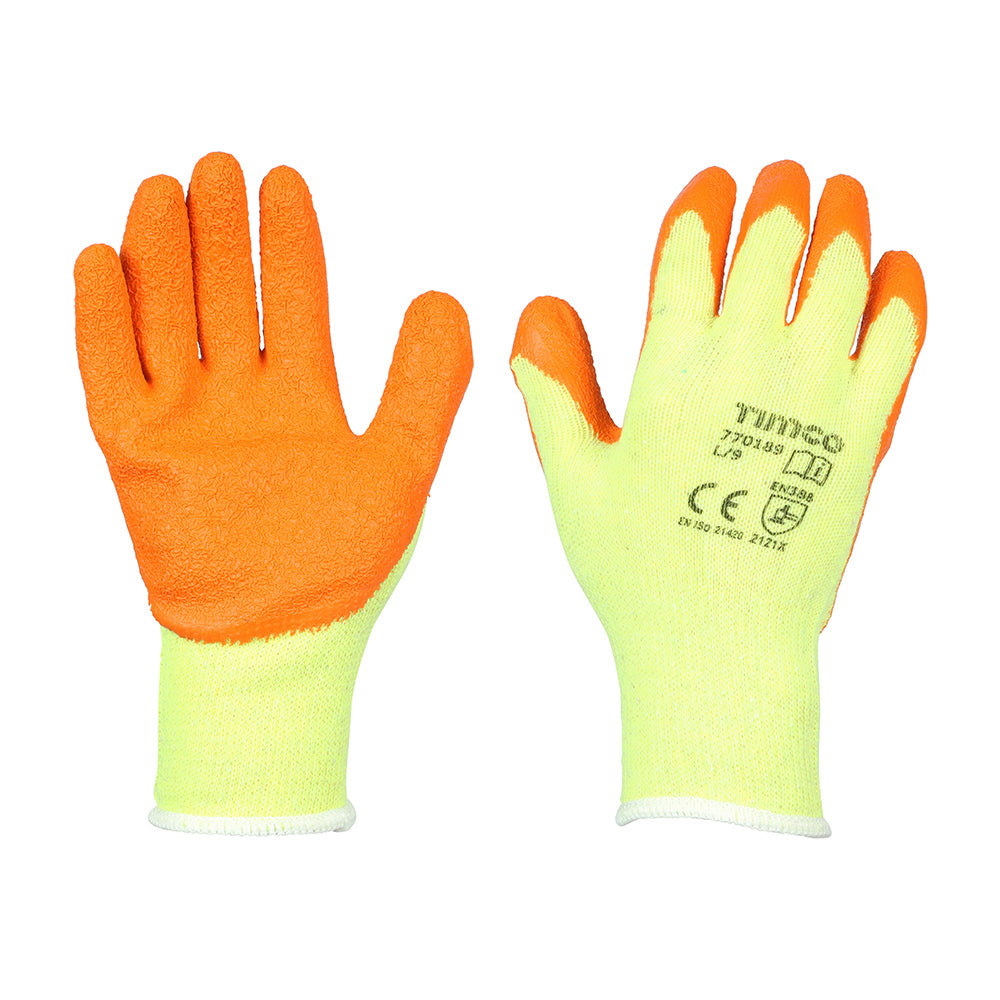 (BAG OF 12 PAIRS) Eco-Grip Gloves M/L/XL – Crinkle Latex Coated Polycotton Work Gloves – Strong Grip & Comfort for General Use – Multi Pack