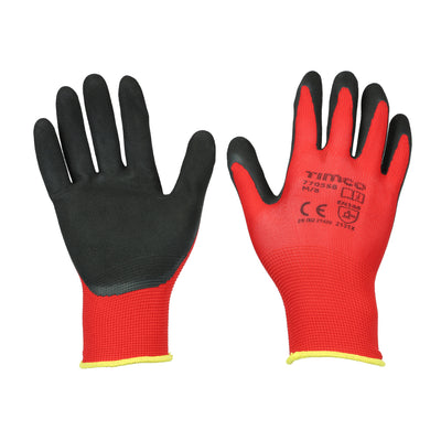 (1 PAIR) Toughlight Grip Gloves M/L/XL– Sandy Latex Coated Polyester Work Gloves for Anti-Slip Grip