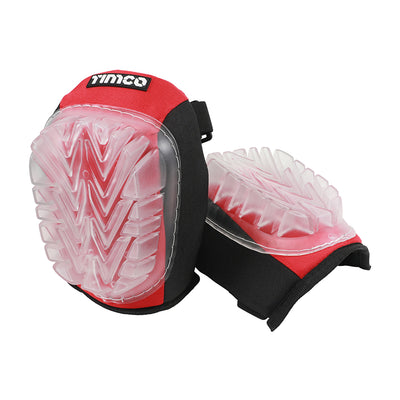 (1 PAIR) One Size Professional Gel Knee Pads – Black & Red – Flat Anti-Slip PVC Caps for Maximum Stability