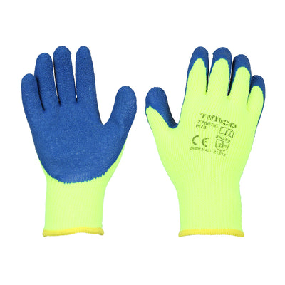 (1 PAIR) Warm Grip Gloves M/L/XL– Crinkle Latex Coated Polyester – Thermal Insulated Work Gloves for Cold Weather