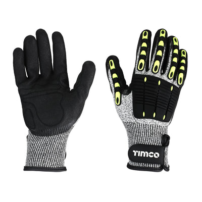 Cut Level C Impact Safety Glove | TPR Back, Sandy Nitrile Grip, EN 388 Rated