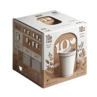 Barista+ 8oz Double Wall White Paper Cups for Hot & Cold Drinks