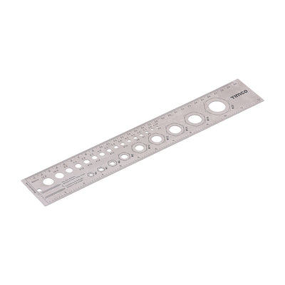 300mm Fixings Gauge & Ruler | Stainless Steel Measuring Tool 12 Inch Screw/Nail Identifier Tradesman Tool