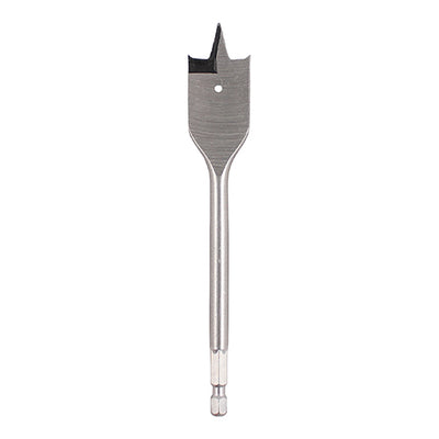 (PACK OF 1) Long Flat Wood Bit – Carbon Steel Drill Bit with Three Point Tip & 1/4" Hex Shank for Fast, Clean Wood Drilling