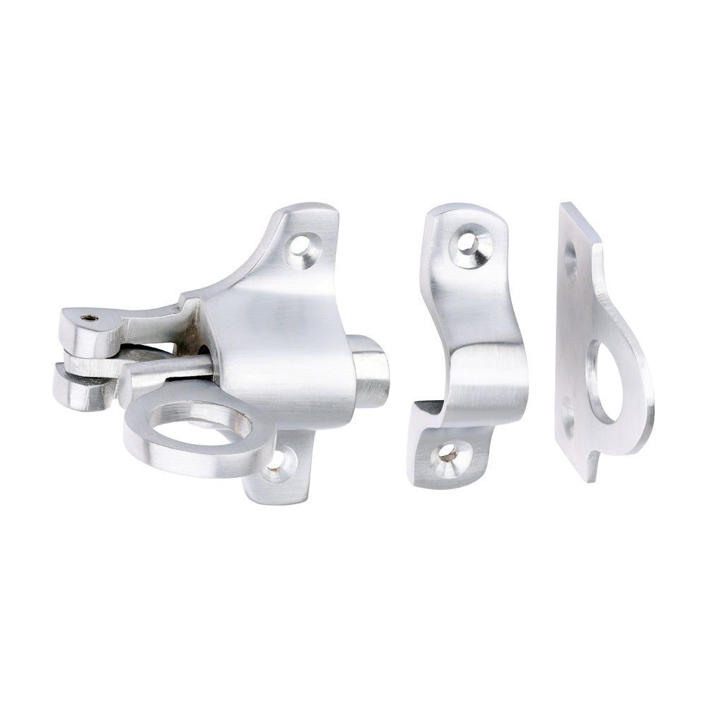 Fanlight Catch – Satin Chrome Solid Brass Window Latch for Bottom-Hung Casement & Loft Hatch Use