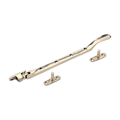 240mm Victorian Pattern Casement Stay | Polished Brass Window Stay Traditional Hardware Screws Incl.