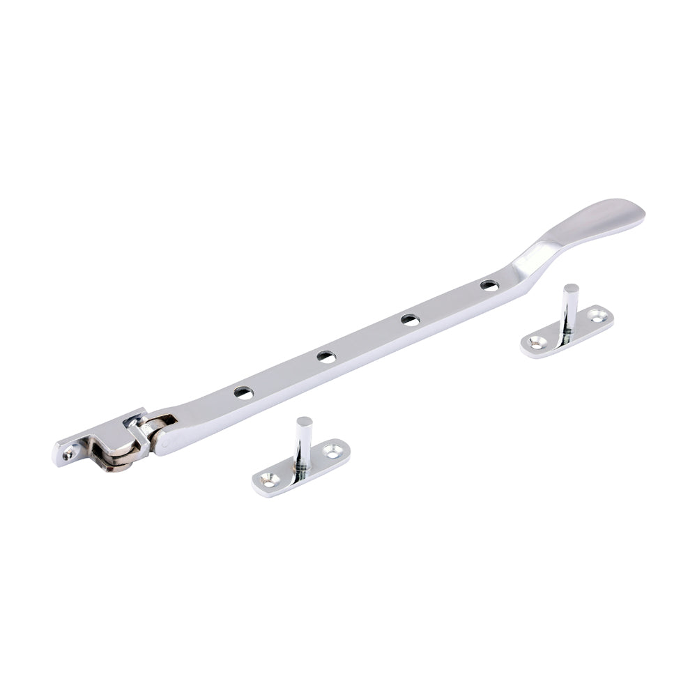 3.5 x 25mm Victorian Pattern Casement Stay – Satin Chrome Window Stay for Timber Casement Windows