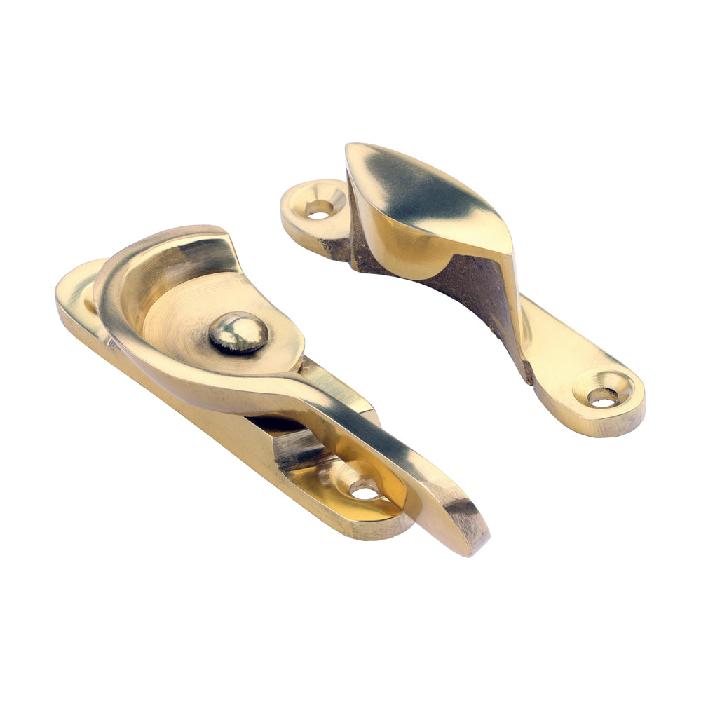 68 x 14mm Fitch Pattern Sash Fastener – Polished Brass Sliding Sash Window Lock for Timber Windows