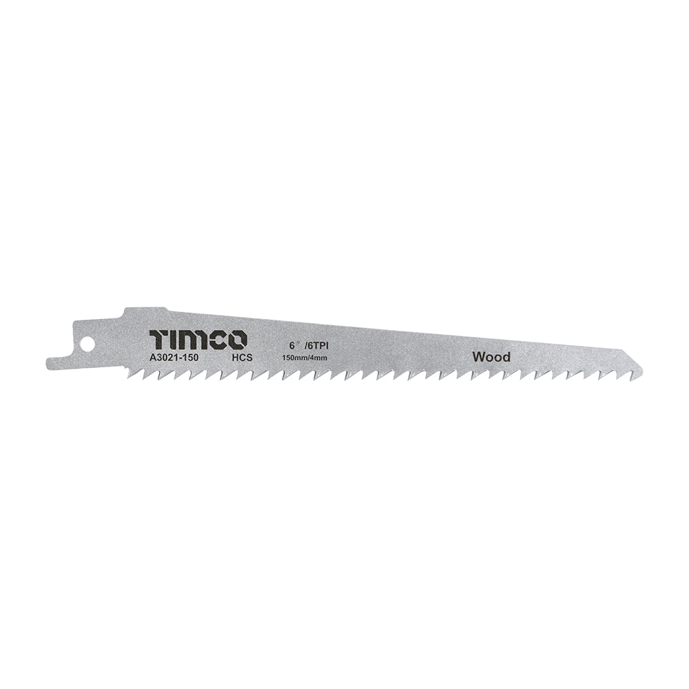 150mm - TIMCO Reciprocating Saw Blades – High Carbon Steel S644D | Curve Cut for Wood, Plastic & Man-Made Boards - Pack of 5 (A3021-150)