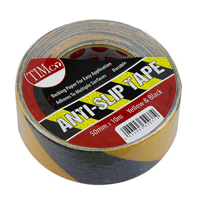 10m x 50mm TIMCO Anti-Slip Tape Yellow & Black – Non-Slip Safety Grip Tape for Stairs, Ramps & Walkways - 1x Roll (ASTSTRIPE)