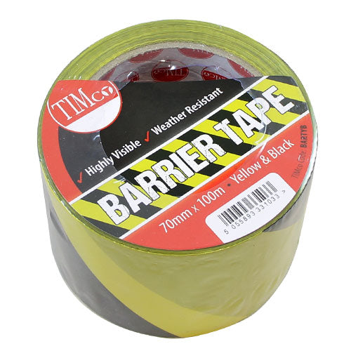 Barrier Tape Yellow & Black – Non Adhesive Safety Warning Tape for Indoor & Outdoor Use