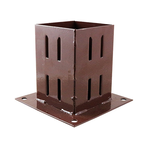 Bolt Down Shoe – Quick Fit Oxide Red Fence Post Holder for Decking, Pergolas & Garden Posts
