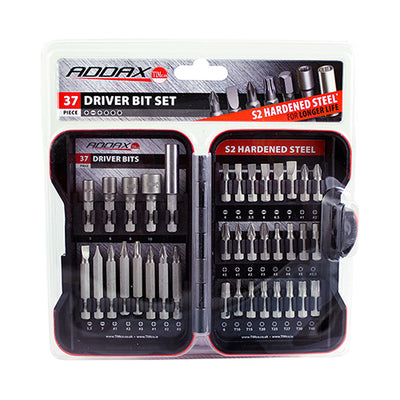 Mixed S2 Driver Bit Set 37 Piece with Magnetic Adaptor and Socket Drivers in Weatherproof Case