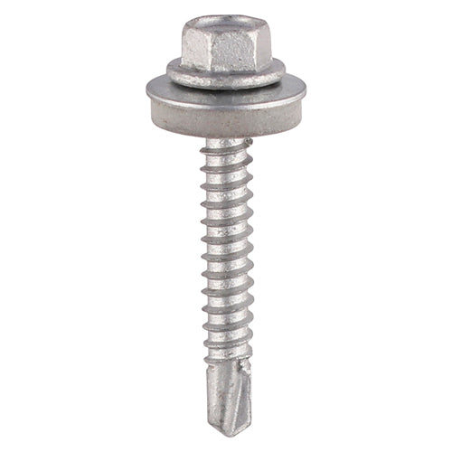 Metal Construction Light Section Screws – Hex Head with EPDM Washer – Self-Drilling Exterior Silver Organic