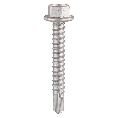 Metal Construction Light Section Screws – Hex Head Self-Drilling – Bi-Metal Exterior Silver Organic