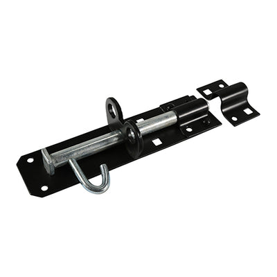 Brenton Padbolt Black Gate & Shed Door Locking Bolt with Fixings – Padlockable Security