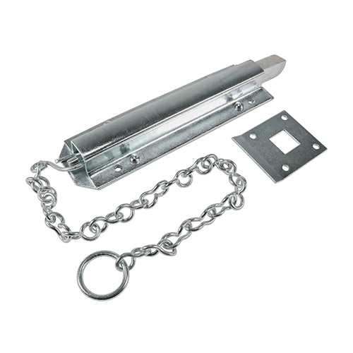 18" TIMCO Spring Chain Bolt – Zinc  | Carbon Steel Gate Fastener for Secure Outdoor & Indoor Use