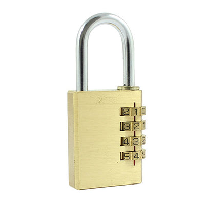 Brass Combination Padlock – 4 Dial Keyless Security Lock for Luggage, Toolboxes & Lockers – Single Pack