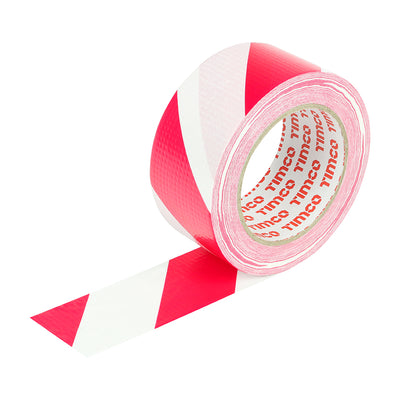 33m x 50mm Hazard Warning Cloth Tape - Red and White | High Visibility Safety Marking Tape | Heavy Duty Self-Adhesive Floor & Wall Caution Tape