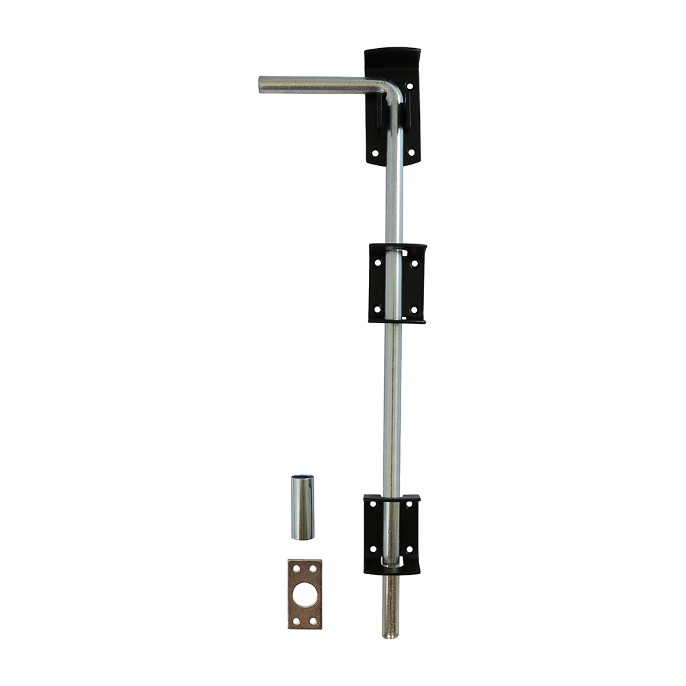 Garage Drop Down Bolt Black – Gate & Door Security Locking Bolt with Fixings – Pack of 1