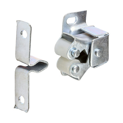 28 x 32 x 1 mm Double Roller Catches | Zinc Plated Cabinet & Cupboard Door Latch | Push-to-Close