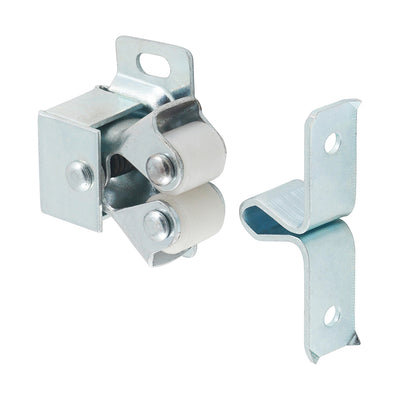 (PACK OF 2) 28 x 32 x 1mm Double Roller Catches – Zinc Cupboard & Cabinet Door Closures
