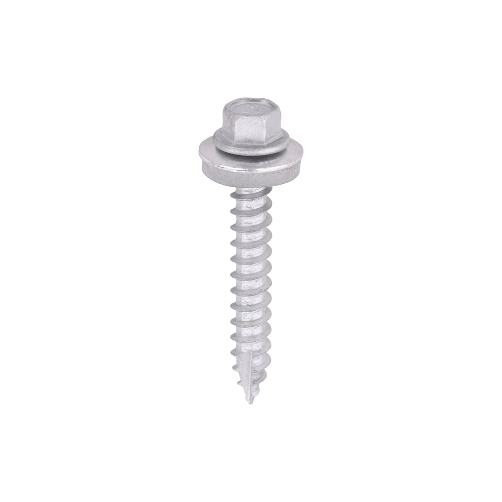 TIMCO Hex Head Metal Screws for Thin Sheet Metal to Timber Construction with EPDM Washer Slash Point – Silver
