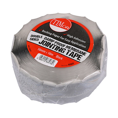 10m x 50mm Double Sided Damp Proof Membrane Jointing Tape - Black Roll (1 ROLL)