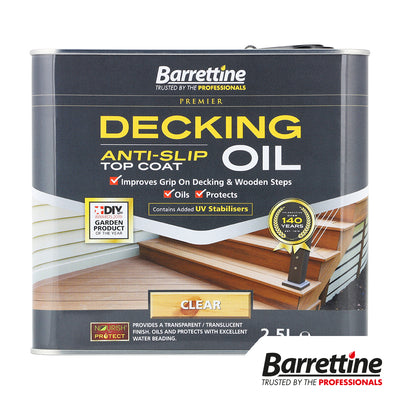2.5L Decking Oil Anti-Slip Clear | UV Stabilised Wood Protector | Mould & Fungal Attack Resistant