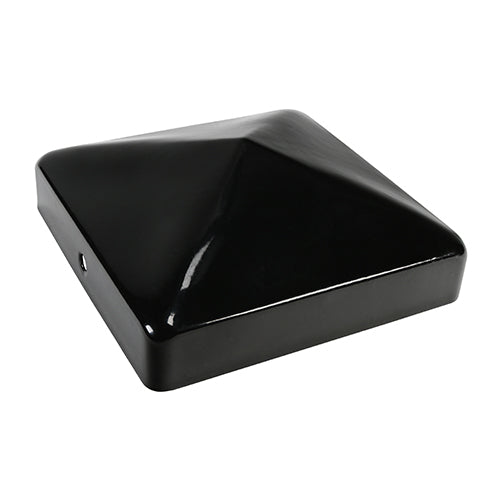 (1 UNIT) Fence Post Cap – Epoxy Black Carbon Steel Top Protector for Garden, Fencing & Outdoor Posts