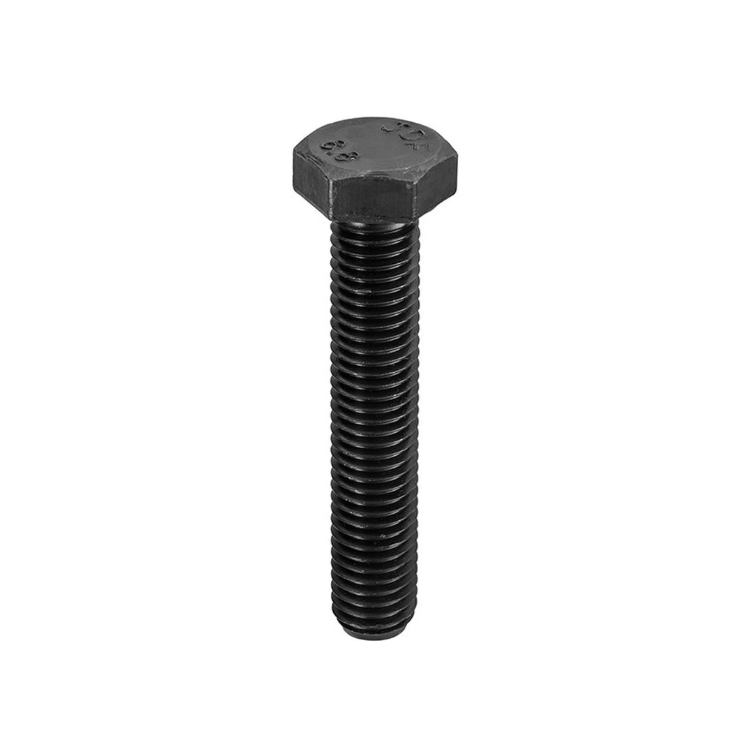 Black hexagonal bolt on a white background