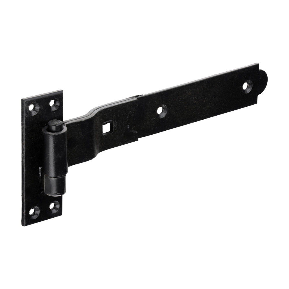 1x Pair of Cranked Band & Hook On Plates – Black Gate Hinges | (Pack of 1) - Heavy Duty Epoxy Black Hook & Band Hinge Set for Wooden Gates, Shed Doors & Barn Doors